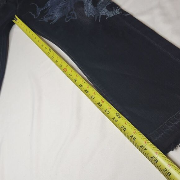 Rare NEW 27 x 28 CoH GRAY BLACK EMBROIDERED DRAGON RAW SLIM BOYFRIEND JEANS NWT - Picture 4 of 16